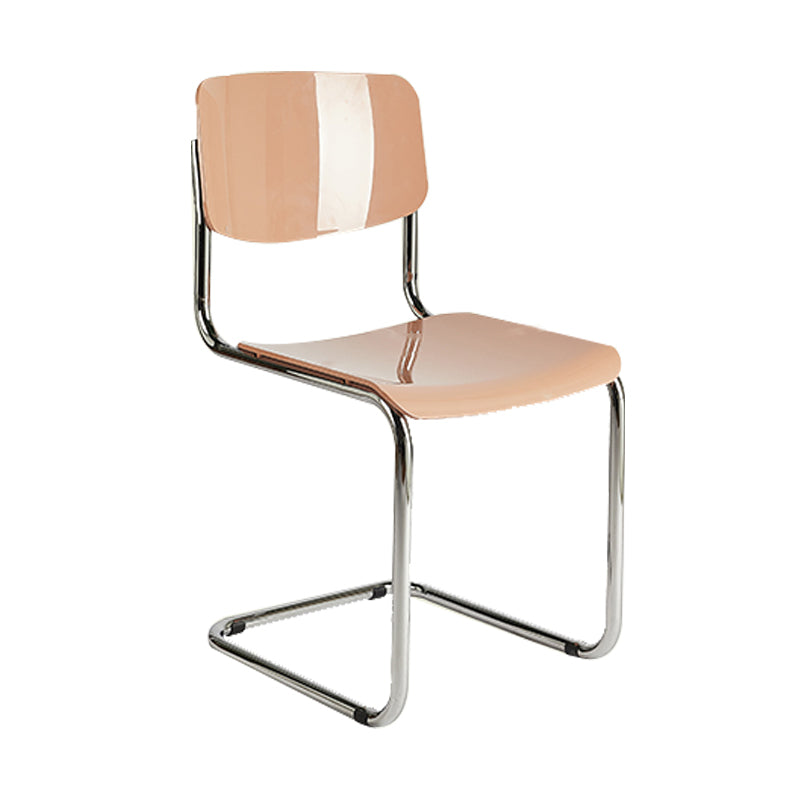 Modern Open Back Side Chair Plastic Armless Dining Chair with Metal Base