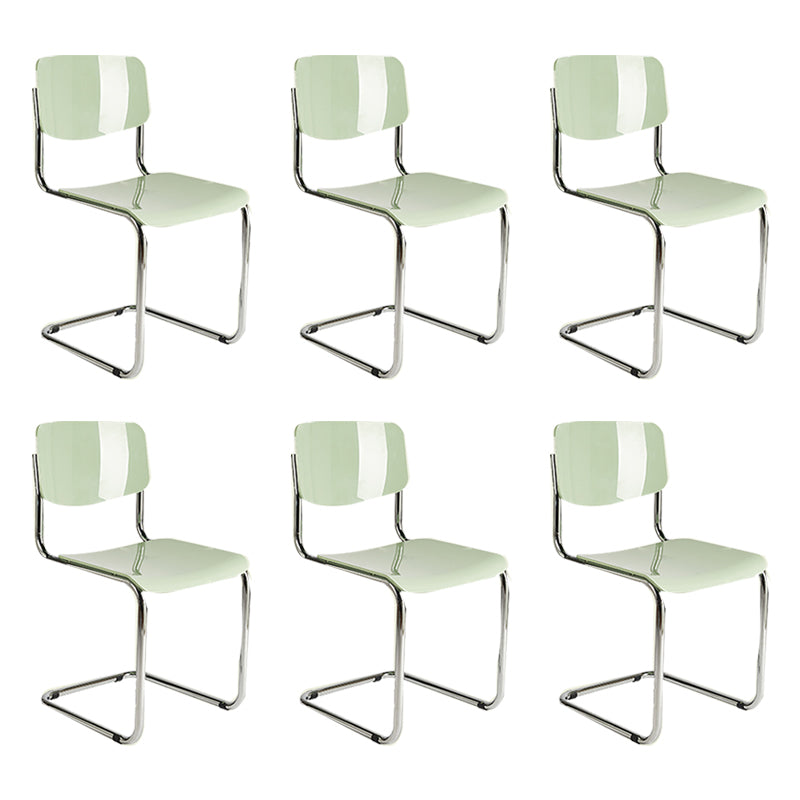 Modern Open Back Side Chair Plastic Armless Dining Chair with Metal Base