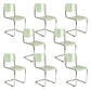 Modern Open Back Side Chair Plastic Armless Dining Chair with Metal Base