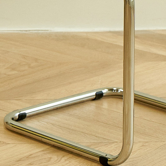 Modern Open Back Side Chair Plastic Armless Dining Chair with Metal Base