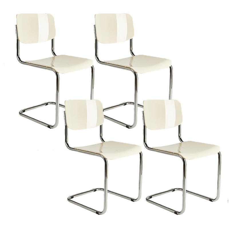 Modern Open Back Side Chair Plastic Armless Dining Chair with Metal Base
