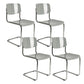 Modern Open Back Side Chair Plastic Armless Dining Chair with Metal Base