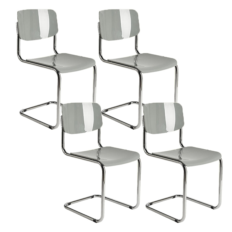 Modern Open Back Side Chair Plastic Armless Dining Chair with Metal Base