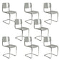 Modern Open Back Side Chair Plastic Armless Dining Chair with Metal Base