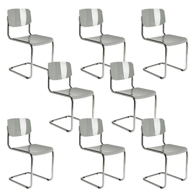 Modern Open Back Side Chair Plastic Armless Dining Chair with Metal Base