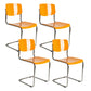 Modern Open Back Side Chair Plastic Armless Dining Chair with Metal Base