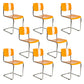 Modern Open Back Side Chair Plastic Armless Dining Chair with Metal Base
