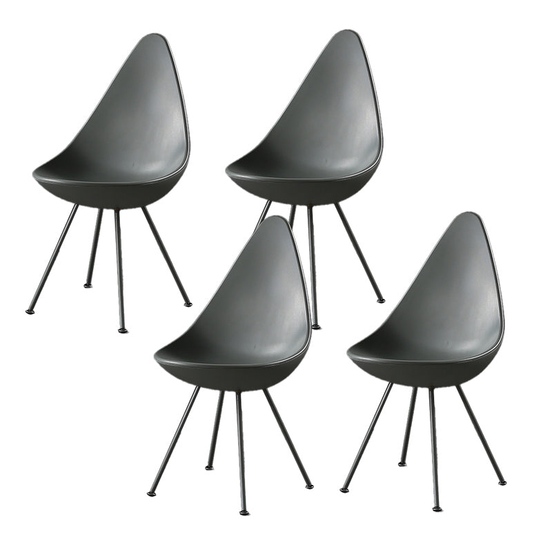 Industrial Style Armless Chair Solid Back Side Plastic Chair with Metal Base