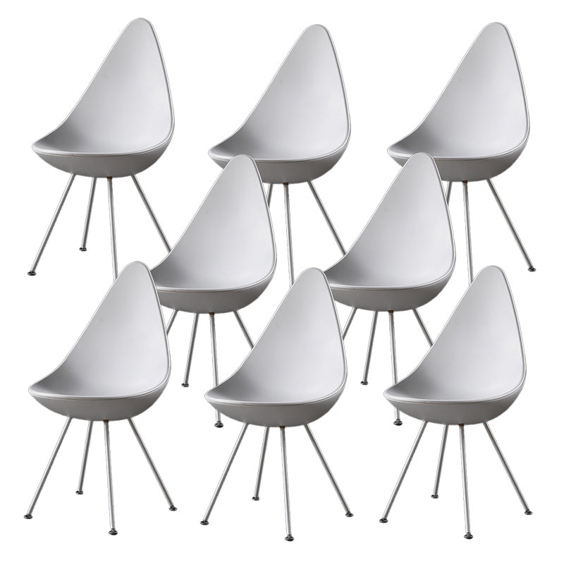 Industrial Style Armless Chair Solid Back Side Plastic Chair with Metal Base