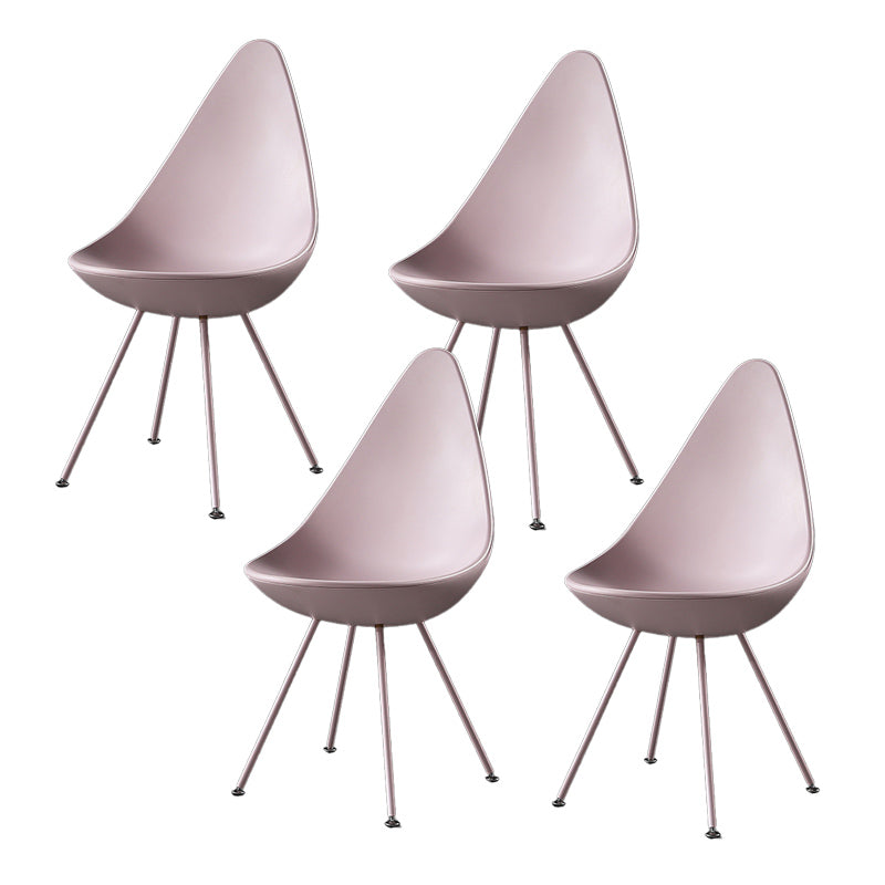 Industrial Style Armless Chair Solid Back Side Plastic Chair with Metal Base