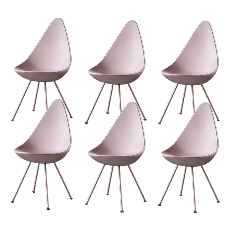 Industrial Style Armless Chair Solid Back Side Plastic Chair with Metal Base