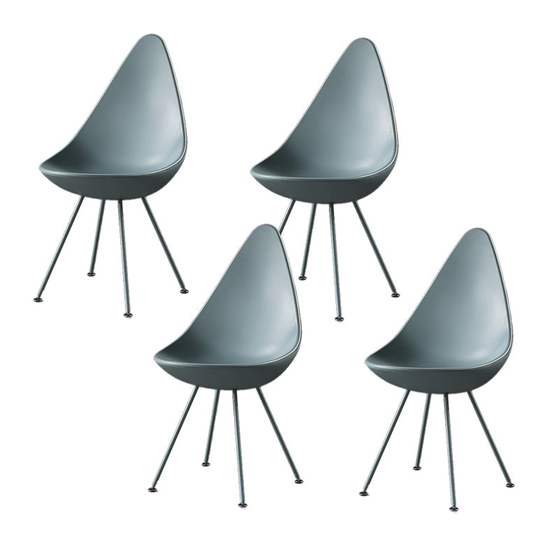 Industrial Style Armless Chair Solid Back Side Plastic Chair with Metal Base