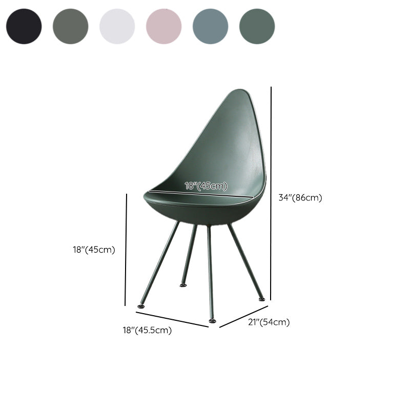 Industrial Style Armless Chair Solid Back Side Plastic Chair with Metal Base