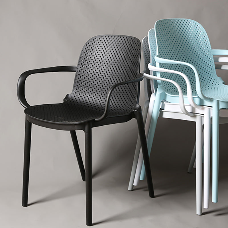 Moderne stapelbare stoel Dineren Open achterstoel met plastic benen voor keuken
