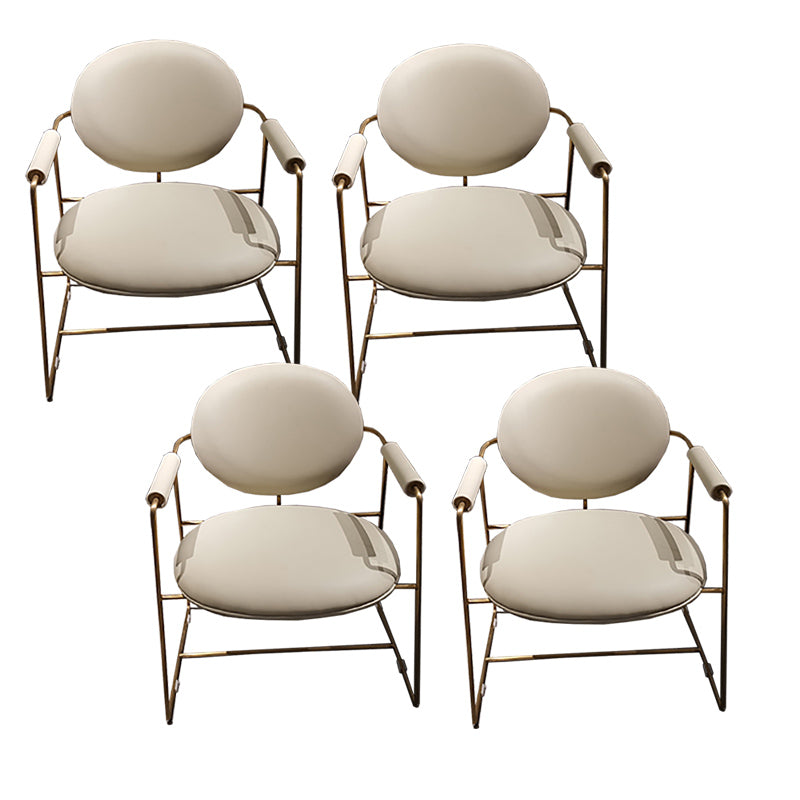 Contemporary Style Arm Chair Open Back Side Dining Chair with Metal Base for Dining Room