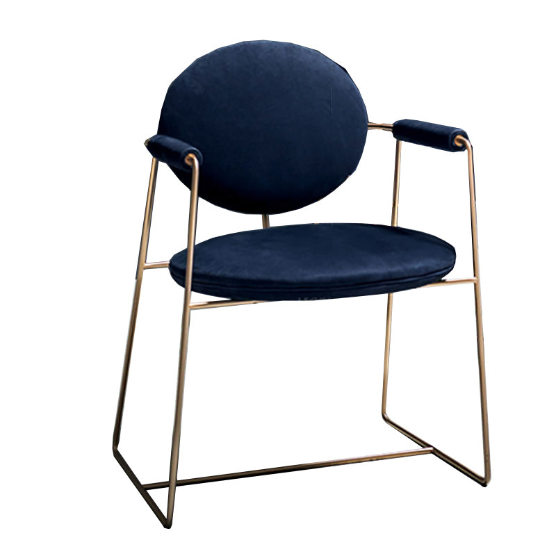 Contemporary Style Arm Chair Open Back Side Dining Chair with Metal Base for Dining Room