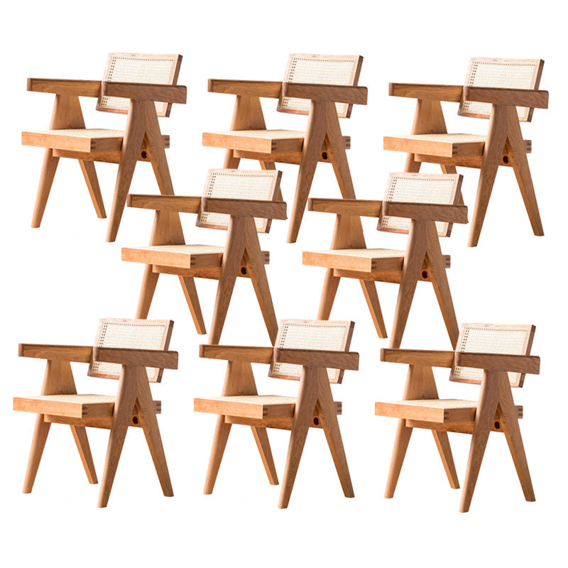 Traditional Style Chair Dining Open Back Arm Chair for Kitchen with Wooden Legs