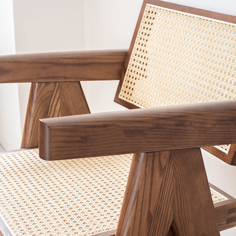 Traditional Style Chair Dining Open Back Arm Chair for Kitchen with Wooden Legs