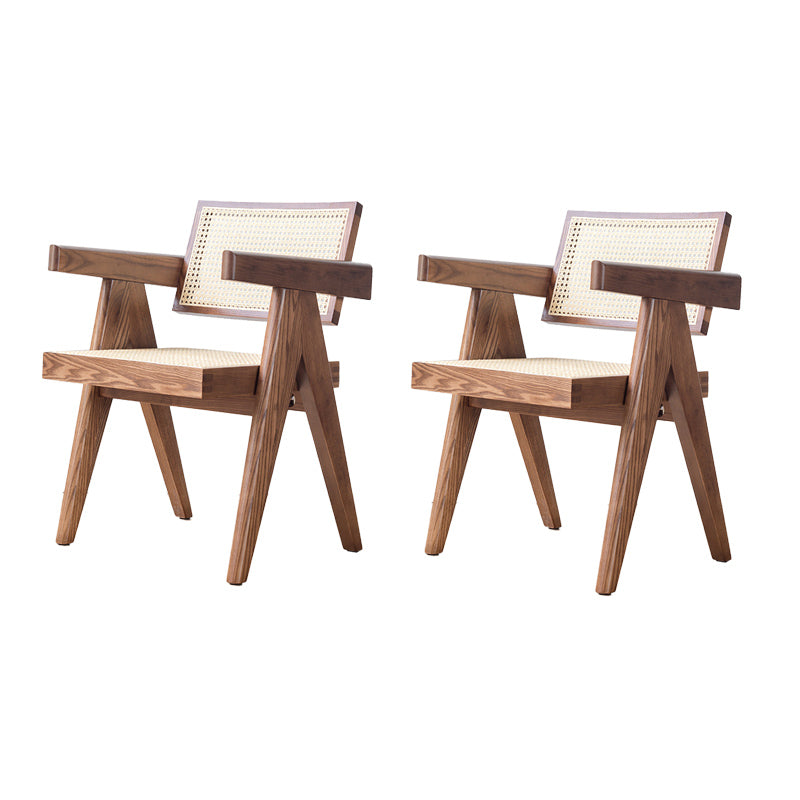 Traditional Style Chair Dining Open Back Arm Chair for Kitchen with Wooden Legs