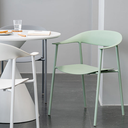Modern Open Back Side Chair Plastic Dining Chair with Metal Base