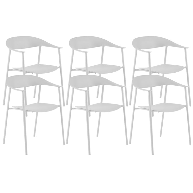 Moderne open achterzijde stoel plastic eetkamerstoel met metalen basis