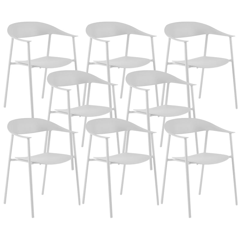 Moderne open achterzijde stoel plastic eetkamerstoel met metalen basis