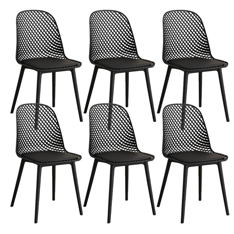 Nordic Cross Back Side Chair Plastic Indoor Chair for Dining Room Bedroom Black 6 Piece Set Clearhalo 'Dining Chairs' 'Dining Tables & Seating' 'dining_chair' 'furn' 'furn_dining_chair' 'Furniture' 'Kitchen & Dining Furniture' 6138244