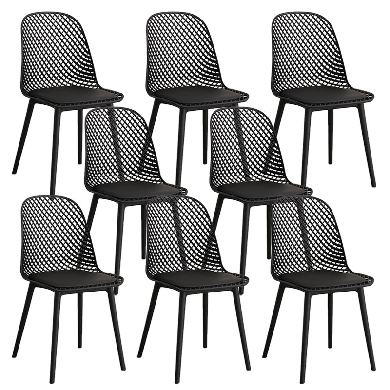 Nordic Cross Back Side Chair Plastic Indoor Chair for Dining Room Bedroom Black 8 Piece Set Clearhalo 'Dining Chairs' 'Dining Tables & Seating' 'dining_chair' 'furn' 'furn_dining_chair' 'Furniture' 'Kitchen & Dining Furniture' 6138245