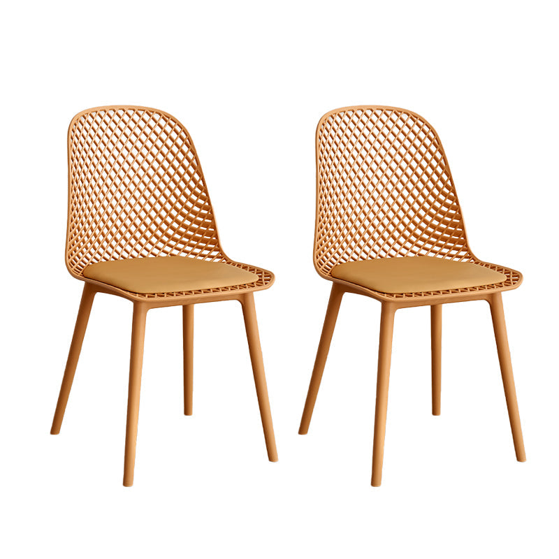 Nordic Cross Back Side Chair Plastic Indoor Chair for Dining Room Bedroom Yellow 2 Piece Set Clearhalo 'Dining Chairs' 'Dining Tables & Seating' 'dining_chair' 'furn' 'furn_dining_chair' 'Furniture' 'Kitchen & Dining Furniture' 6138247