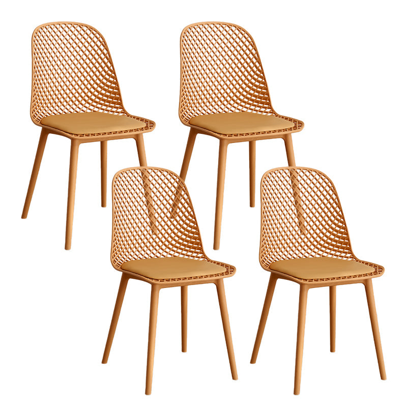 Nordic Cross Back Side Chair Plastic Indoor Chair for Dining Room Bedroom Yellow 4 Piece Set Clearhalo 'Dining Chairs' 'Dining Tables & Seating' 'dining_chair' 'furn' 'furn_dining_chair' 'Furniture' 'Kitchen & Dining Furniture' 6138248