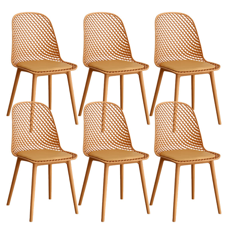 Nordic Cross Back Side Chair Plastic Indoor Chair for Dining Room Bedroom Yellow 6 Piece Set Clearhalo 'Dining Chairs' 'Dining Tables & Seating' 'dining_chair' 'furn' 'furn_dining_chair' 'Furniture' 'Kitchen & Dining Furniture' 6138249
