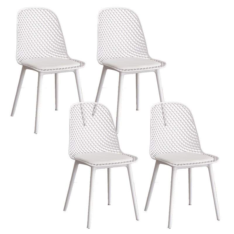 Nordic Cross Back Side Chair Plastic Indoor Chair for Dining Room Bedroom White 4 Piece Set Clearhalo 'Dining Chairs' 'Dining Tables & Seating' 'dining_chair' 'furn' 'furn_dining_chair' 'Furniture' 'Kitchen & Dining Furniture' 6138252