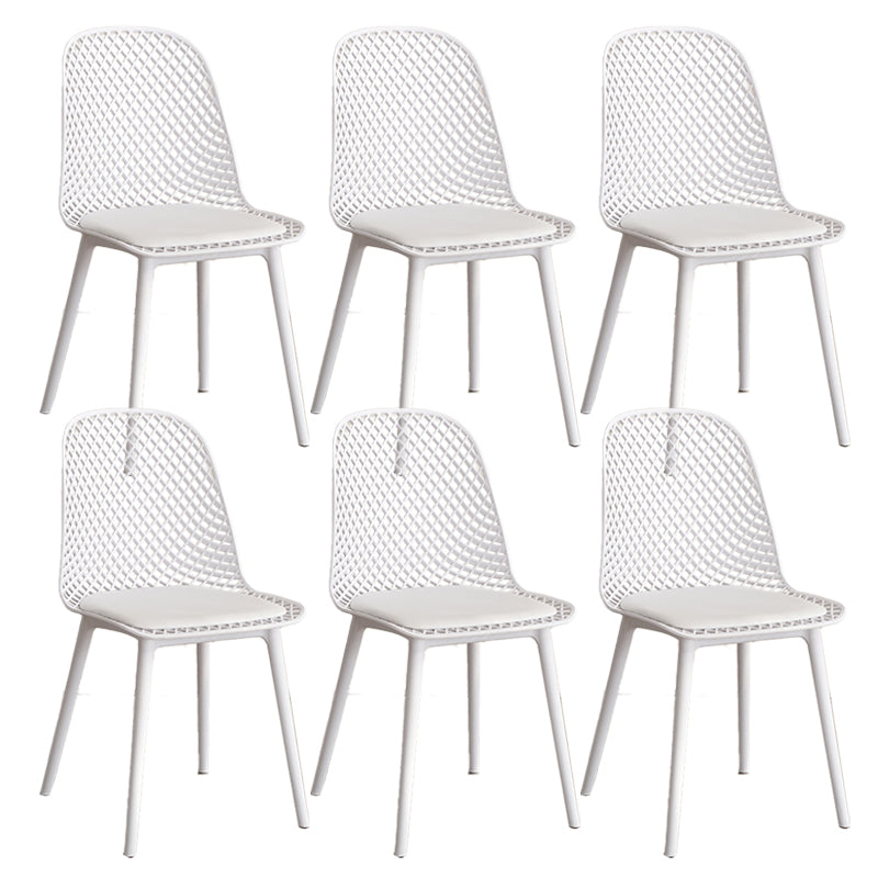 Nordic Cross Back Side Chair Plastic Indoor Chair for Dining Room Bedroom White 6 Piece Set Clearhalo 'Dining Chairs' 'Dining Tables & Seating' 'dining_chair' 'furn' 'furn_dining_chair' 'Furniture' 'Kitchen & Dining Furniture' 6138253