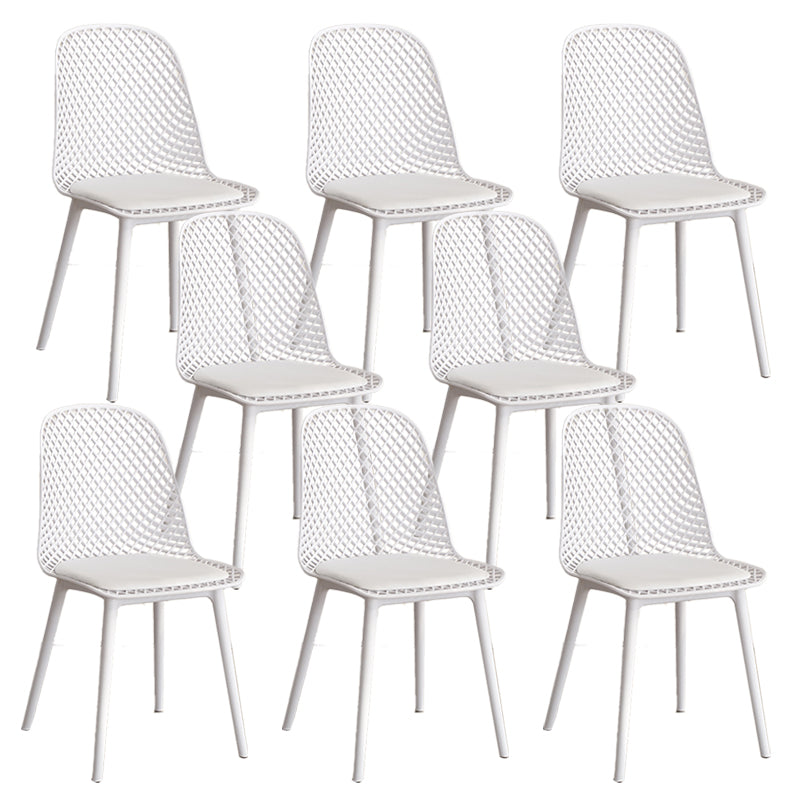 Nordic Cross Back Side Chair Plastic Indoor Chair for Dining Room Bedroom White 8 Piece Set Clearhalo 'Dining Chairs' 'Dining Tables & Seating' 'dining_chair' 'furn' 'furn_dining_chair' 'Furniture' 'Kitchen & Dining Furniture' 6138254