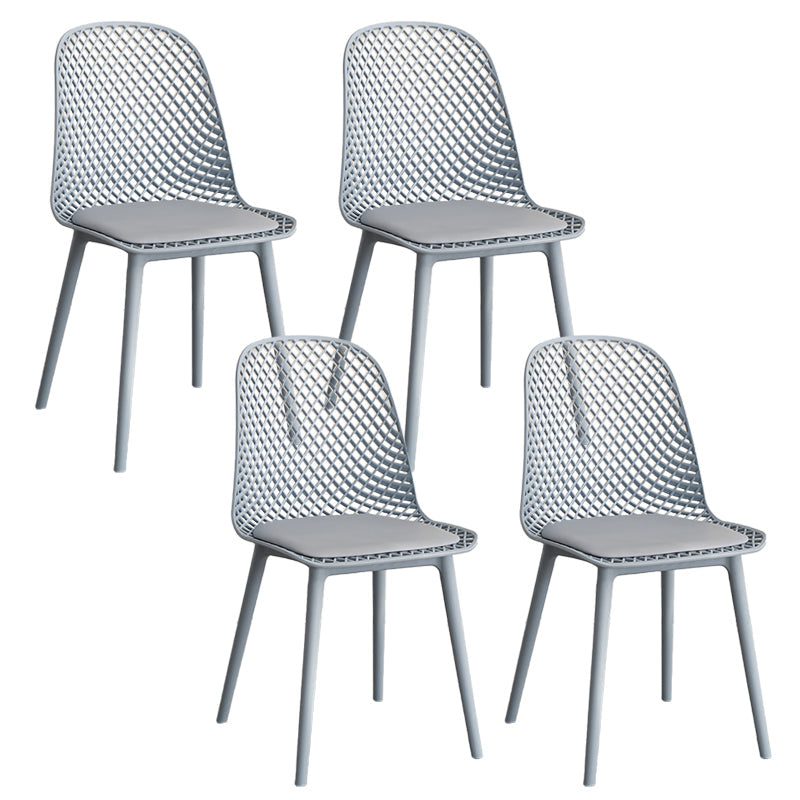 Nordic Cross Back Side Chair Plastic Indoor Chair for Dining Room Bedroom Gray-Blue 4 Piece Set Clearhalo 'Dining Chairs' 'Dining Tables & Seating' 'dining_chair' 'furn' 'furn_dining_chair' 'Furniture' 'Kitchen & Dining Furniture' 6138256