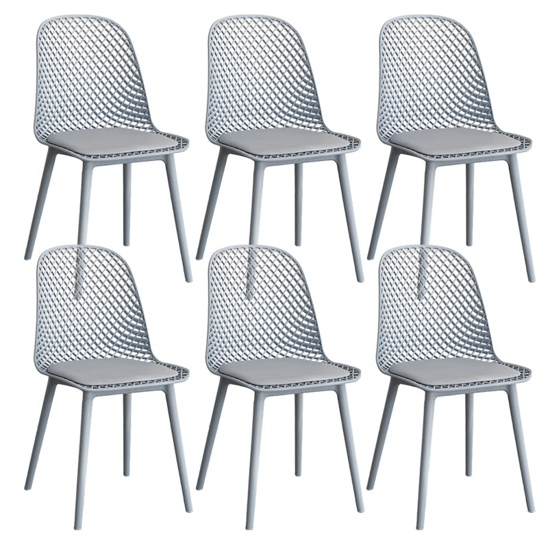Nordic Cross Back Side Chair Plastic Indoor Chair for Dining Room Bedroom Gray-Blue 6 Piece Set Clearhalo 'Dining Chairs' 'Dining Tables & Seating' 'dining_chair' 'furn' 'furn_dining_chair' 'Furniture' 'Kitchen & Dining Furniture' 6138257