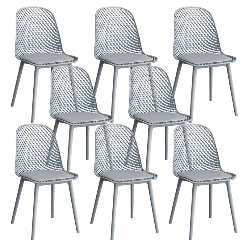 Nordic Cross Back Side Chair Plastic Indoor Chair for Dining Room Bedroom Gray-Blue 8 Piece Set Clearhalo 'Dining Chairs' 'Dining Tables & Seating' 'dining_chair' 'furn' 'furn_dining_chair' 'Furniture' 'Kitchen & Dining Furniture' 6138258