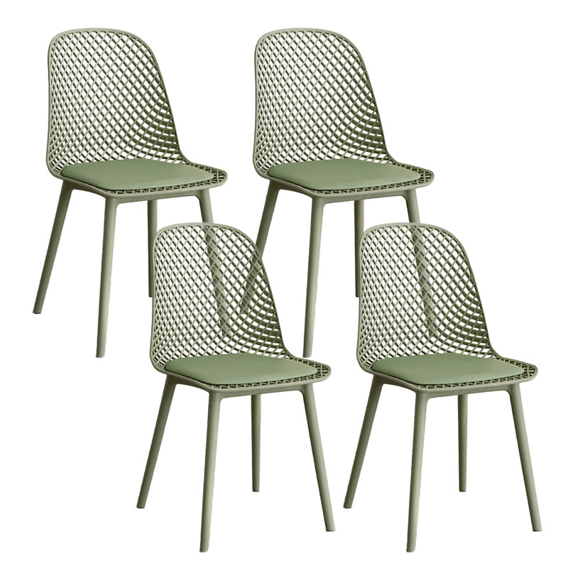 Nordic Cross Back Side Chair Plastic Indoor Chair for Dining Room Bedroom Gray-Green 4 Piece Set Clearhalo 'Dining Chairs' 'Dining Tables & Seating' 'dining_chair' 'furn' 'furn_dining_chair' 'Furniture' 'Kitchen & Dining Furniture' 6138260