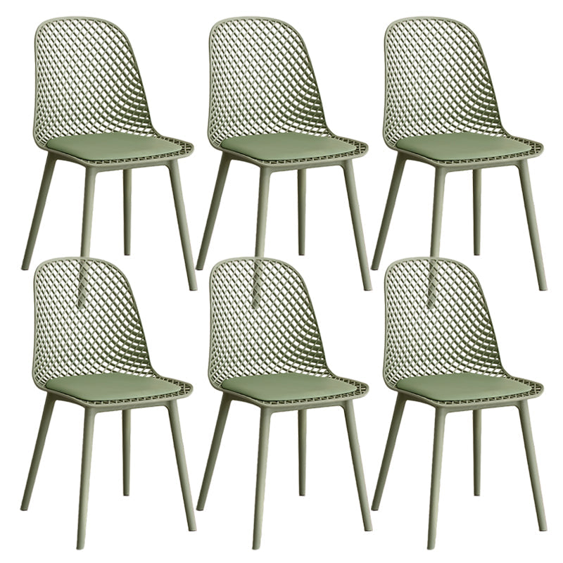 Nordic Cross Back Side Chair Plastic Indoor Chair for Dining Room Bedroom Gray-Green 6 Piece Set Clearhalo 'Dining Chairs' 'Dining Tables & Seating' 'dining_chair' 'furn' 'furn_dining_chair' 'Furniture' 'Kitchen & Dining Furniture' 6138261
