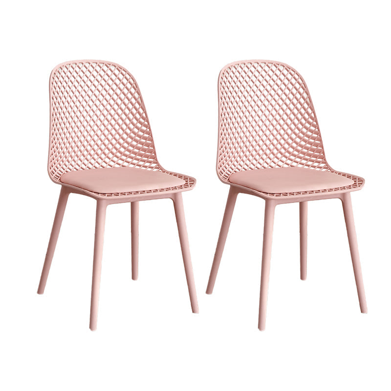 Nordic Cross Back Side Chair Plastic Indoor Chair for Dining Room Bedroom Pink 2 Piece Set Clearhalo 'Dining Chairs' 'Dining Tables & Seating' 'dining_chair' 'furn' 'furn_dining_chair' 'Furniture' 'Kitchen & Dining Furniture' 6138263