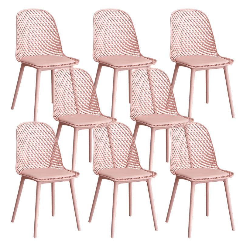 Nordic Cross Back Side Chair Plastic Indoor Chair for Dining Room Bedroom Pink 8 Piece Set Clearhalo 'Dining Chairs' 'Dining Tables & Seating' 'dining_chair' 'furn' 'furn_dining_chair' 'Furniture' 'Kitchen & Dining Furniture' 6138266