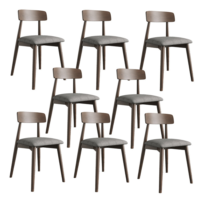 Modern Open Back Side Chair Upholstered Dining Chair with Wooden Base