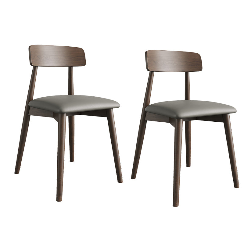 Modern Open Back Side Chair Upholstered Dining Chair with Wooden Base