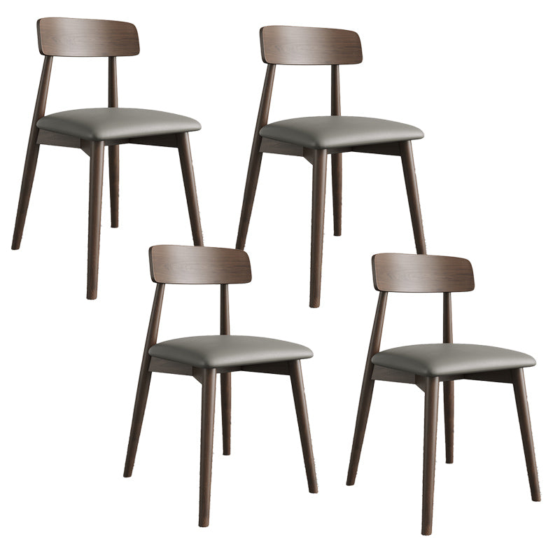 Modern Open Back Side Chair Upholstered Dining Chair with Wooden Base
