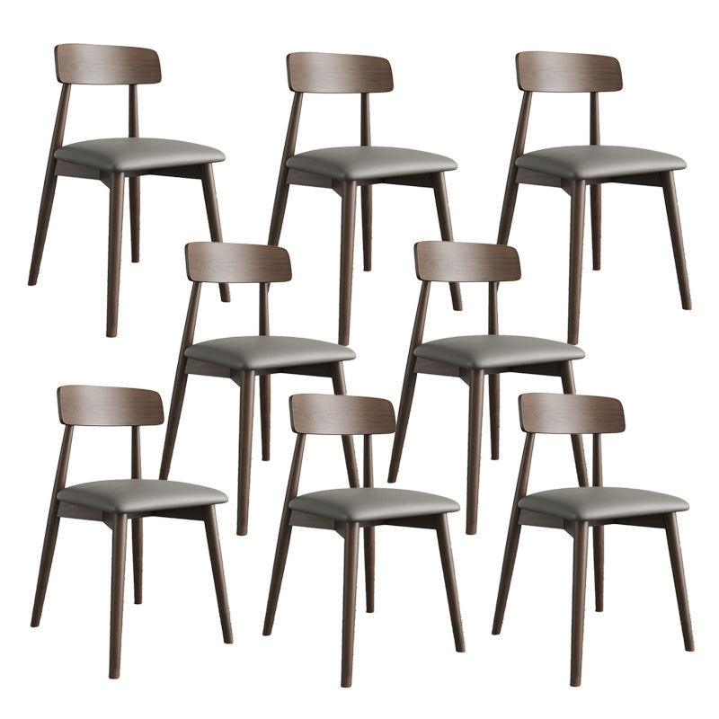 Modern Open Back Side Chair Upholstered Dining Chair with Wooden Base