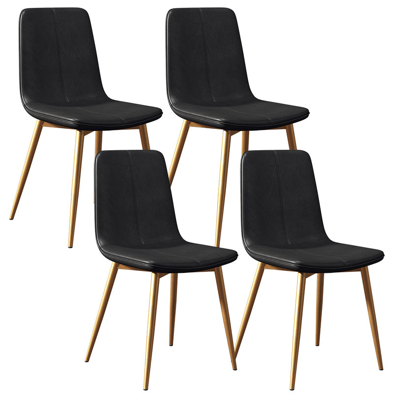 Glam -stijl eetkamerstoel faux lederen eetkamerstoel met metalen benen