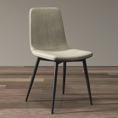 Glam -stijl eetkamerstoel faux lederen eetkamerstoel met metalen benen