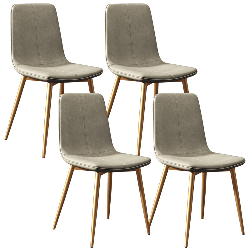 Glam -stijl eetkamerstoel faux lederen eetkamerstoel met metalen benen