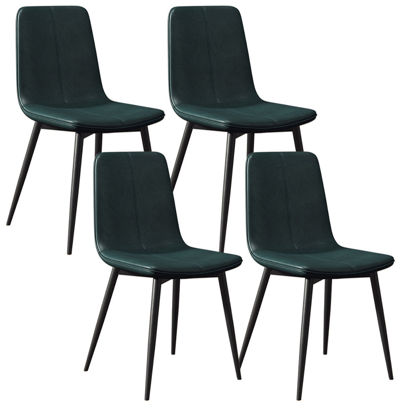 Glam -stijl eetkamerstoel faux lederen eetkamerstoel met metalen benen