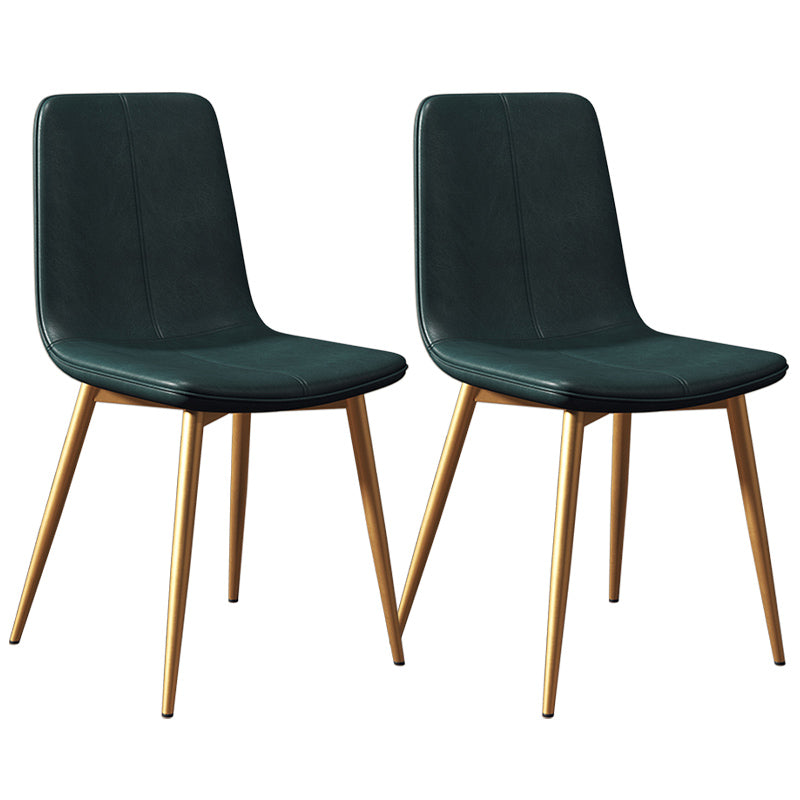 Glam -stijl eetkamerstoel faux lederen eetkamerstoel met metalen benen